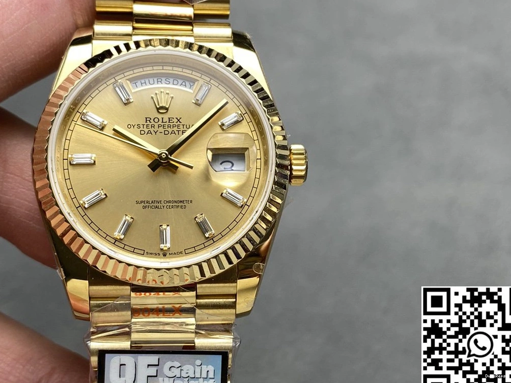 Day 36mm Gold Gold Tungsten Dial Steel Rolex Factory Date Yellow QF M128238-0045 v5 0516